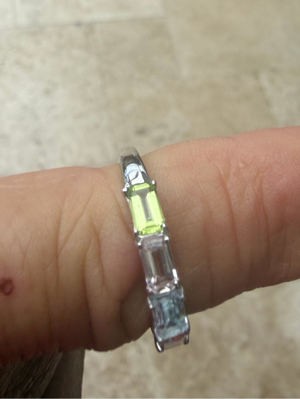 Sterling Multi-Stone Band with Amethyst,Morganite,Citrine,Blue Topaz 3ctw